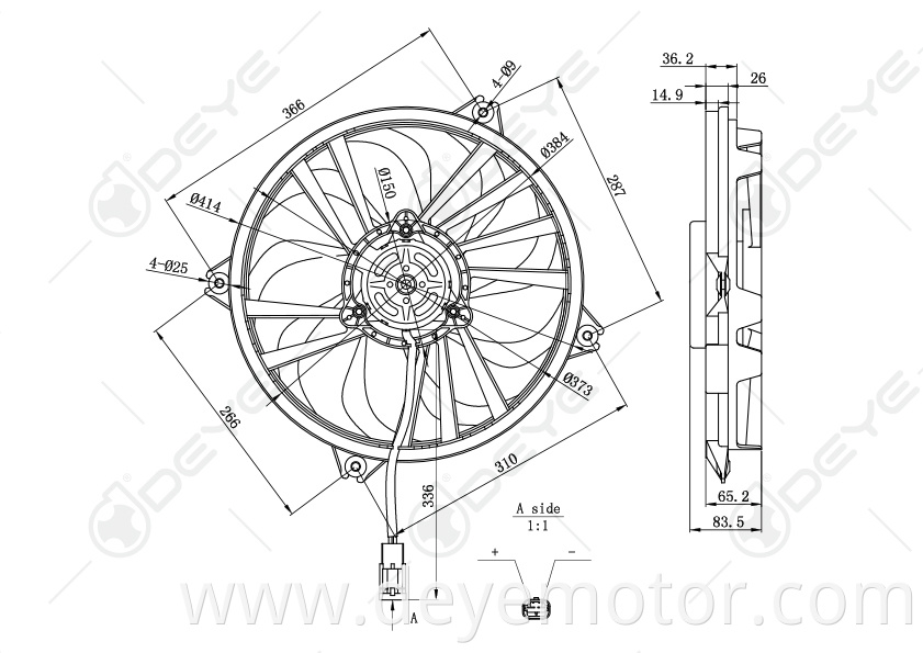 1253.A6 radiator condenser cooling fan for PEUGEOT PARTNER CITROEN BERLINGO CITROEN XSARA